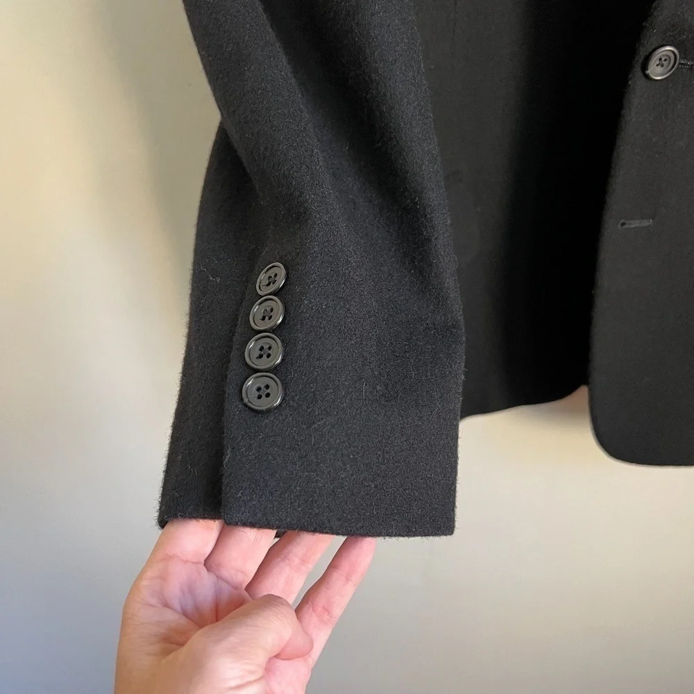 Oscar de La Renta Men Wool and‎ Cashmere Classic Black Blazer Suit Jacket 44R